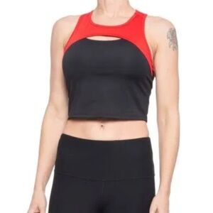 Spyder Activewear Crop Top With Cutout - Sz S, Red/Black